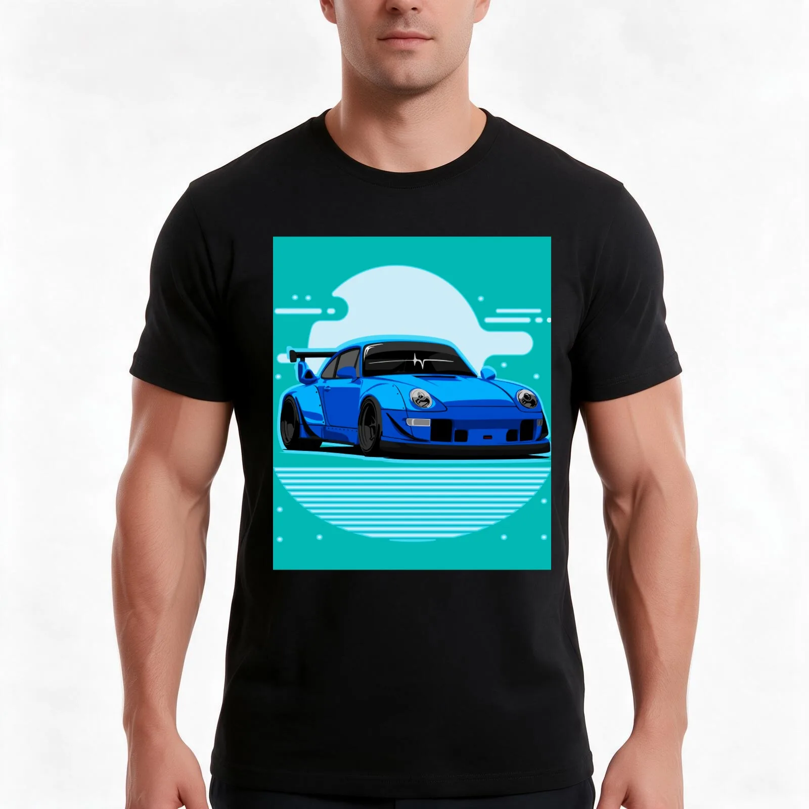 Exotic Sport Car T-Shirt, Summer Casual Cotton Tee, Oversized Streetwear Tops, Vintage Graphic Print, Loose Fit Short Sleeve