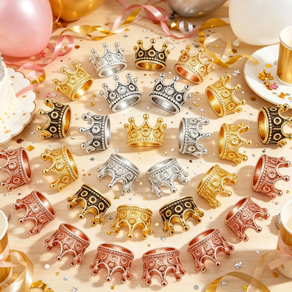 30pcs Mini Vintage Crown Ornaments – DIY Architectural Model Decor & Christmas Tree Accents, Perfect for Home  ZSY