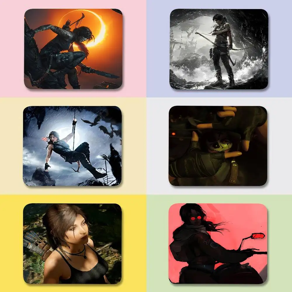 Game L-Lara Croft T-Tomb Raider Mouse Pad 25X29 Square Computer Office Game Table Mats Rubber Anti-slip Mousepads Small Decor