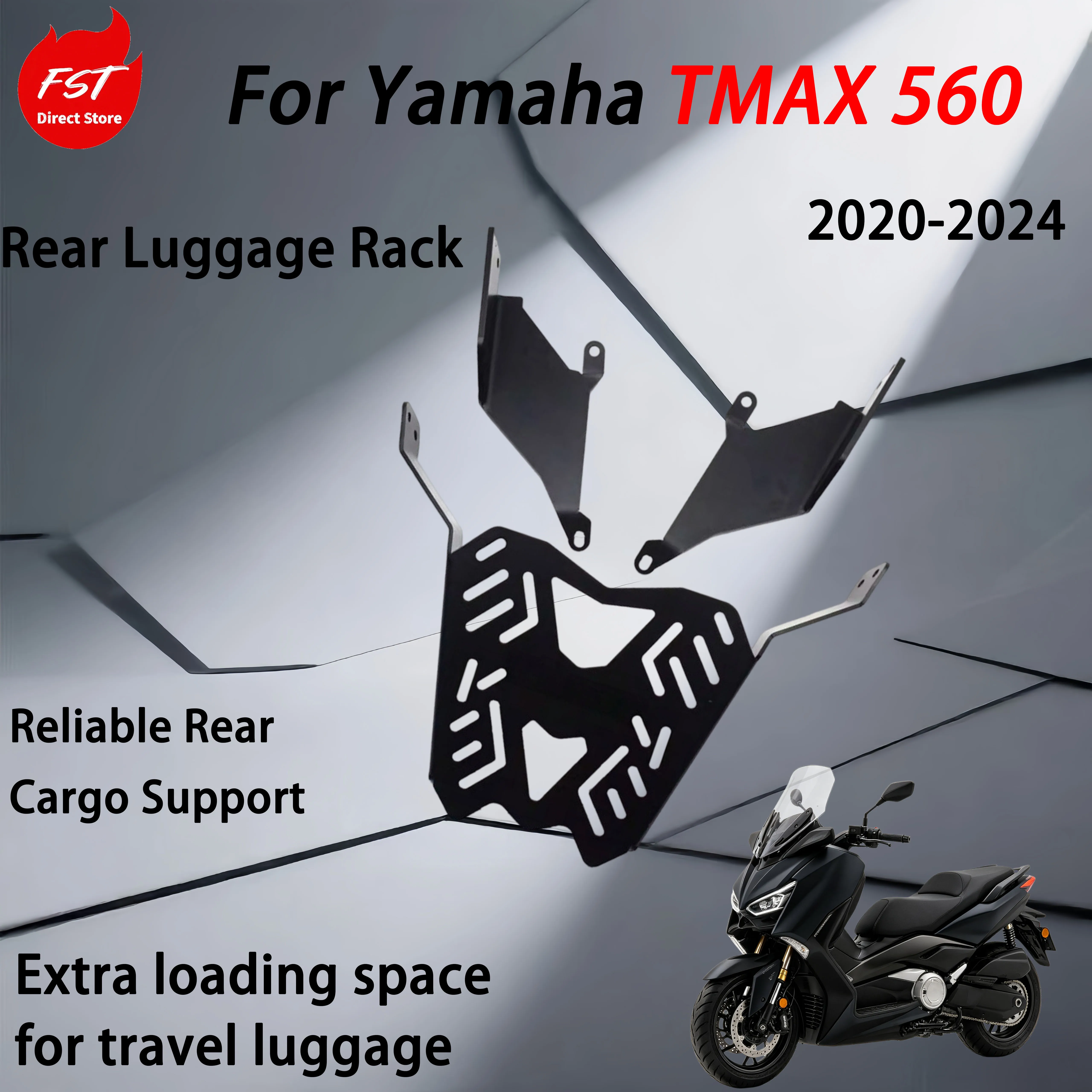 For Yamaha TMAX 560 from 2020 to 2024 - After installing the accessories, the rear rack, rear frame and trunk frame are replaced