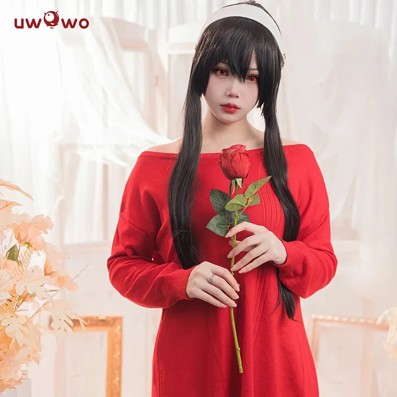 

LQIN STOCK Yor Forgerr Cosplay UWOWO Anime Winter Sweater Yor Forgerr Dress Cosplay Outfit Halloween Costumes Casual Red Sweater