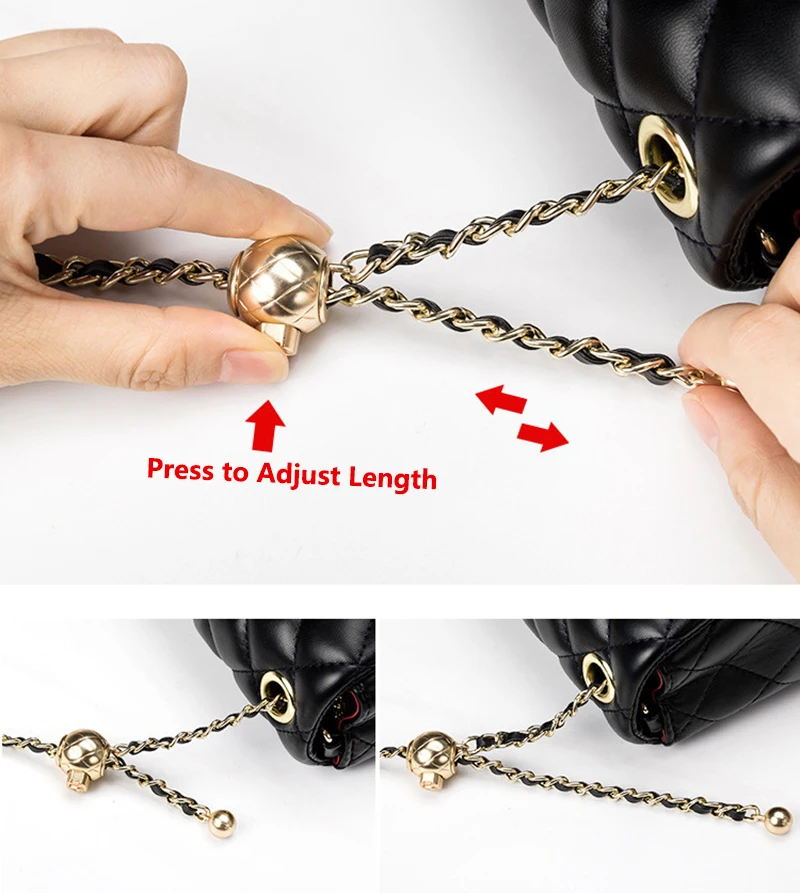 120cm Steel Bag Chain with PU Leather -  Replacement 7mm Shoulder Crossbody Metal Bag Chain Strap with Length Adjustable Ball