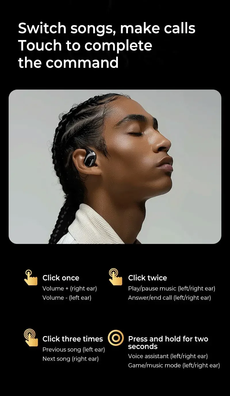 Original ERAZER X9 Drahtlose Kopfhörer OWS HiFi Stereo Sport Offene Bluetooth Kopfhörer mit Mikrofon Anruf Rauschunterdrückung Wasserdicht – Detail 13