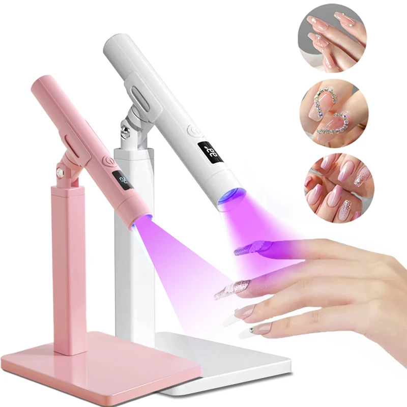 Mini UV LED uñas luz de secado lámpara de uñas Mini UV con soporte para manicura secador de uñas portátil lámpara de soporte ultravioleta profesional