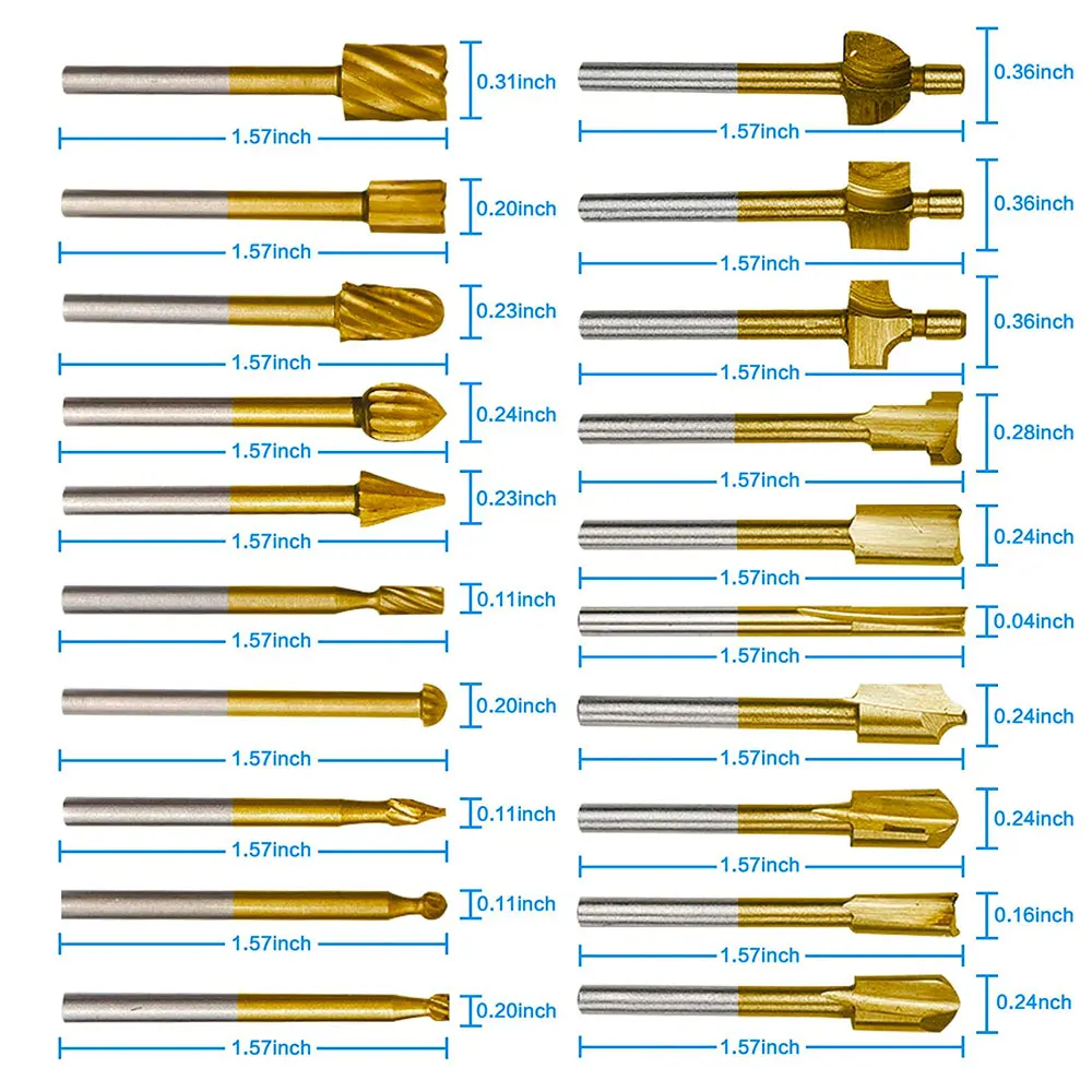 Binoax 10/20 Buah Router Karbida Ukiran Bit Kayu Router Bit Alat Putar Aksesori Woodworking Ukiran Pisau Pemotong