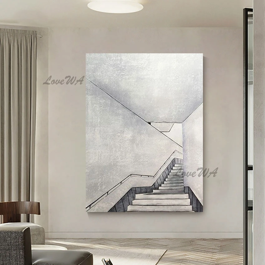 Stairway Design Drawing Simple Wall Abstract Art Easy Canvas Painting Unframed Picture For Living Room Modern Decor Wholesale