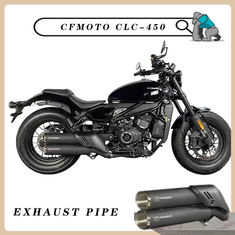 Customized Retro Motorcycle Exhaust Silencer Pipe Right Side Double Tube With Stainless Steel Material for CFMOTO CLC-450 Criuse