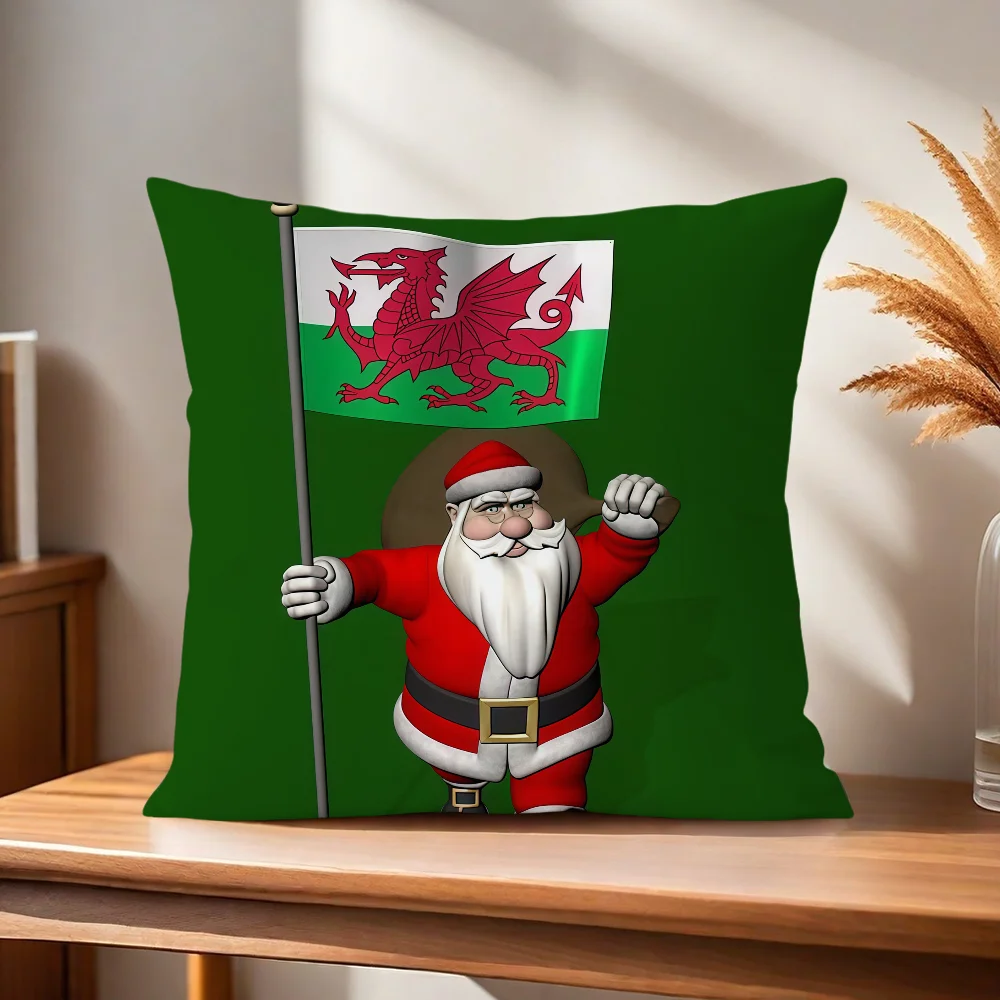 Der walisische Drache mit Weihnachtsmütze Kissenbezug für Zuhause, Sofa, Wohnzimmer, Büro, Café, Auto. – Detail 7