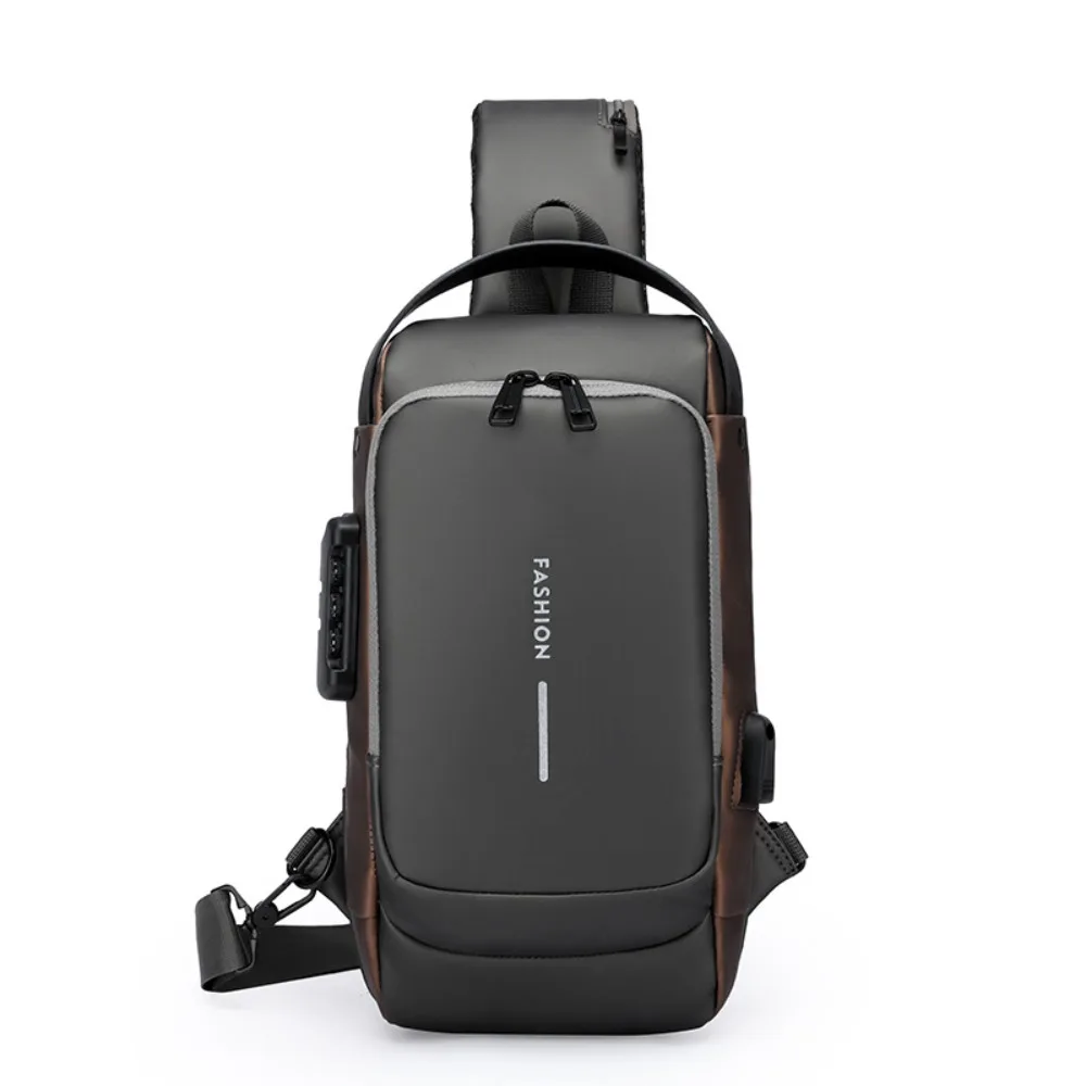 

Anti-theft Men's Chest Bag Water Proof Large Capacity Male Multifuctional Shoulder Bag USB Charging Port Password Lock