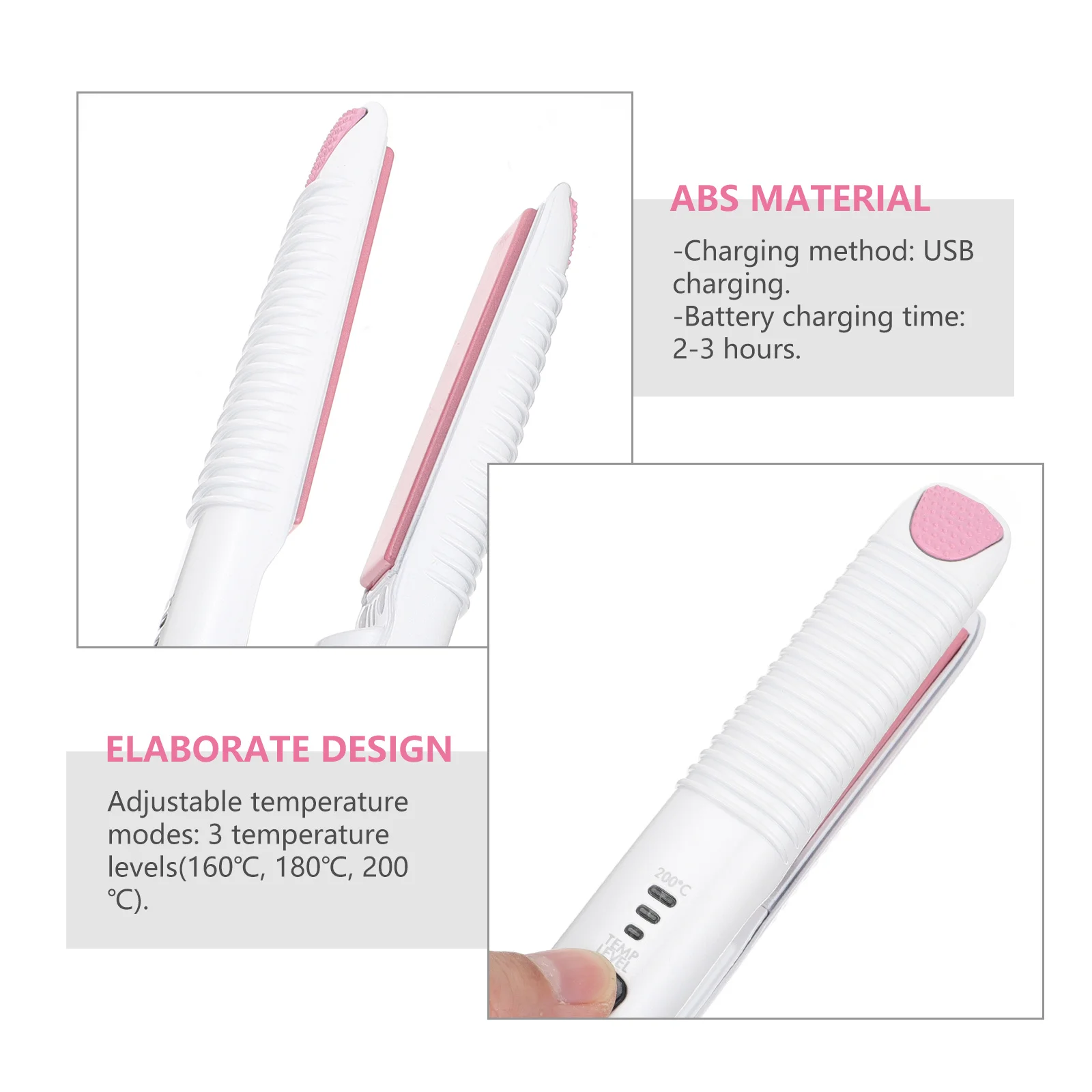 

Компактный беспроводной выпрямитель для волос, бигуди, 3 настройки нагрева, легкий удобный дорожный стайлер, выпрямитель для волос