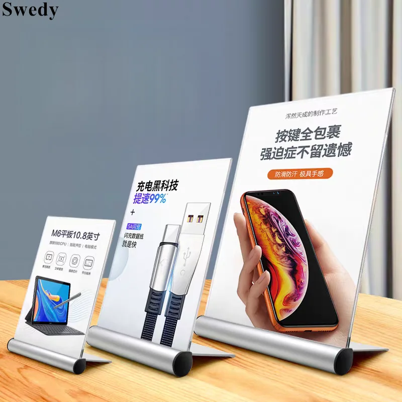 3 Pieces A4 210X297MM Aluminum Restaurant Food Menu Holder Price Photo Picture Poster Frame Acrylic Sign Holder Display Stand