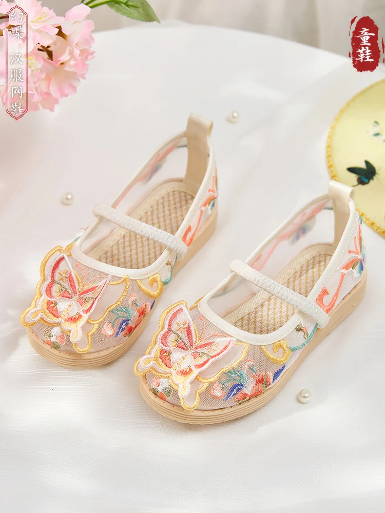 Children\'s Hanfu shoes Summer style girl antique embroidery shoes Chinese style Tang dress shoes national style performance shoe