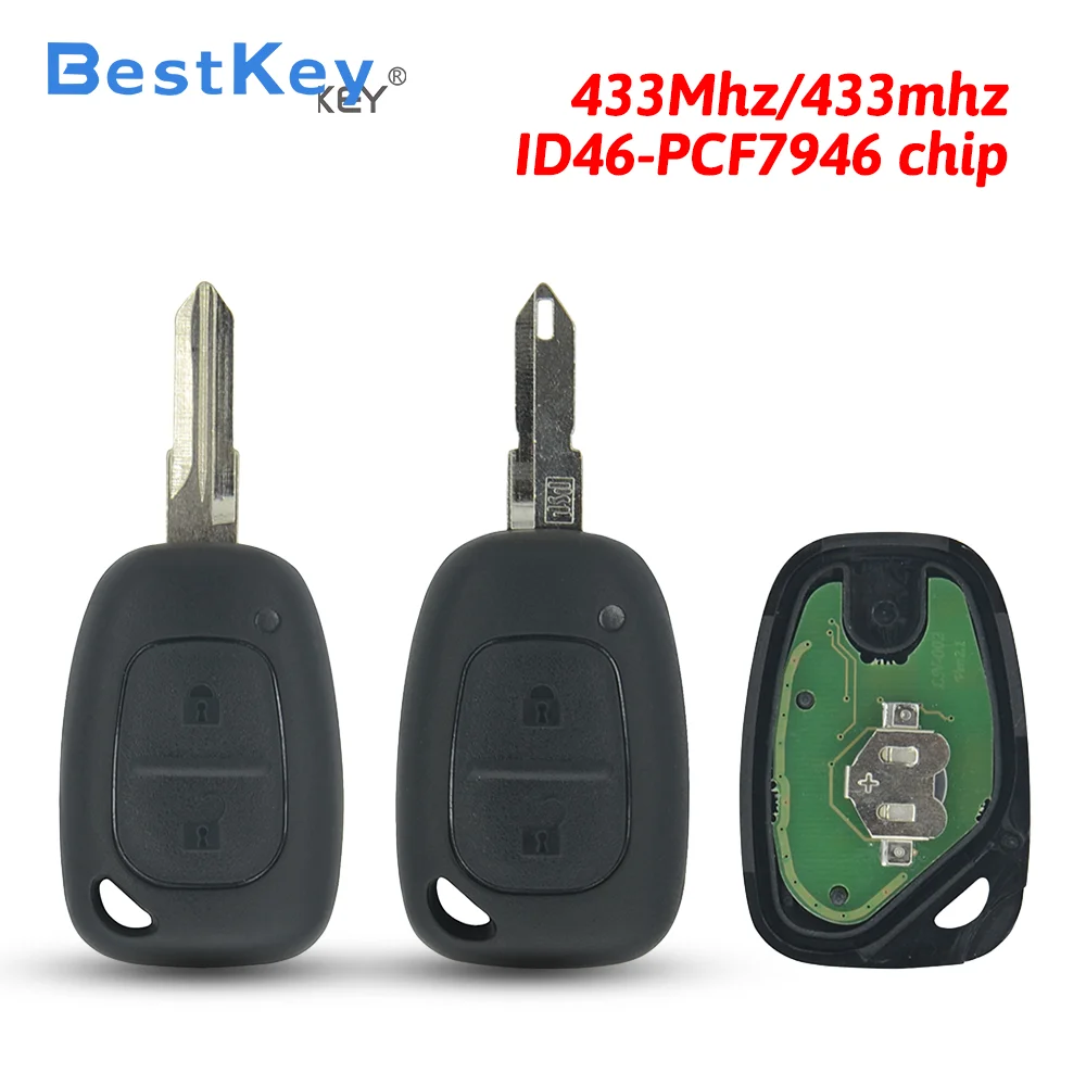 Best Key 434MHz ASK ID46 Chip PCF7946 2 Button Remote Key VAC102 NE73 Blade for Renault Traffic Kangoo Master 2002-2014