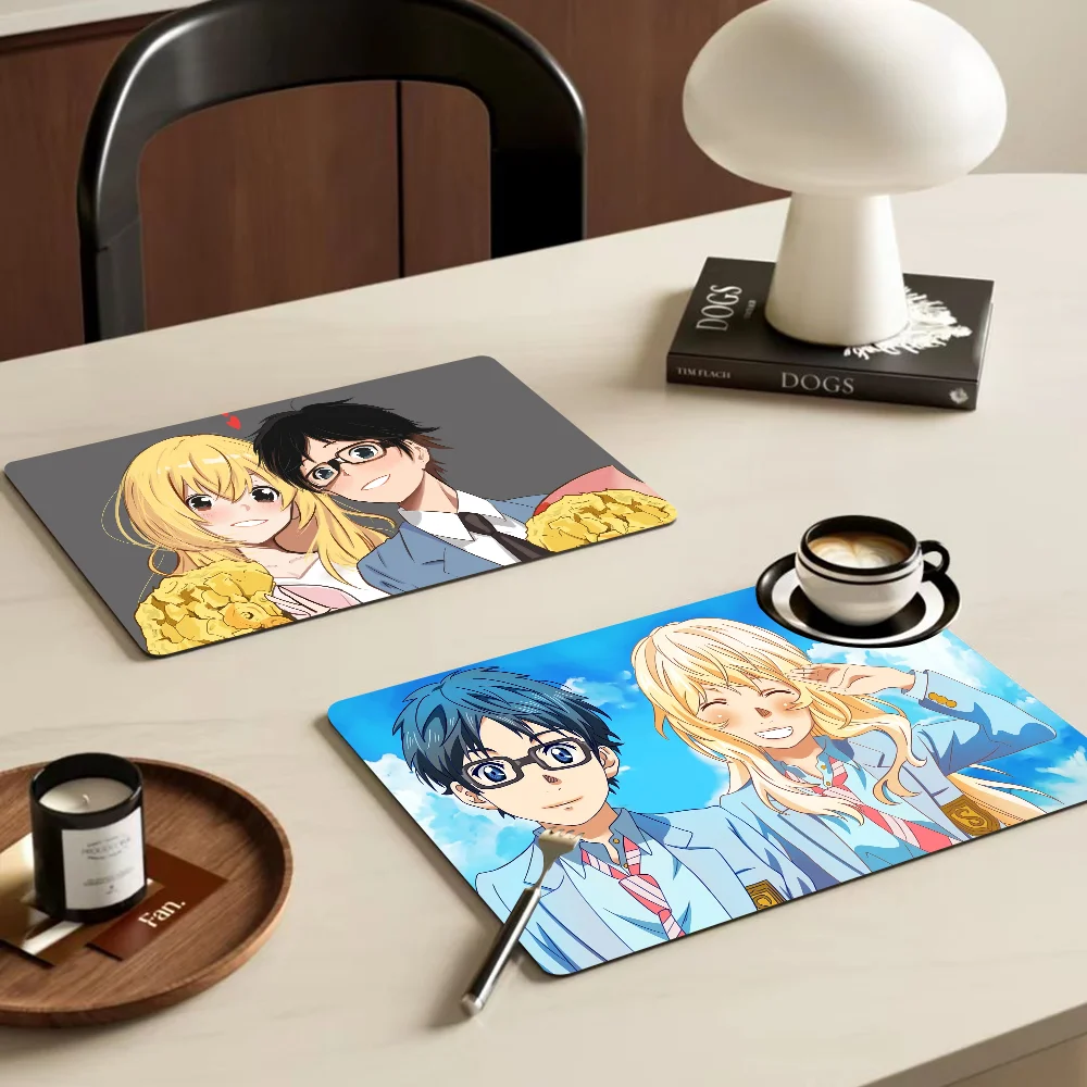 Your Lie In April Kitchen Countertop Draining Mat Vintage Absorbent Mat Desktop Drying Mat Coasters Washable Tea Table Pad