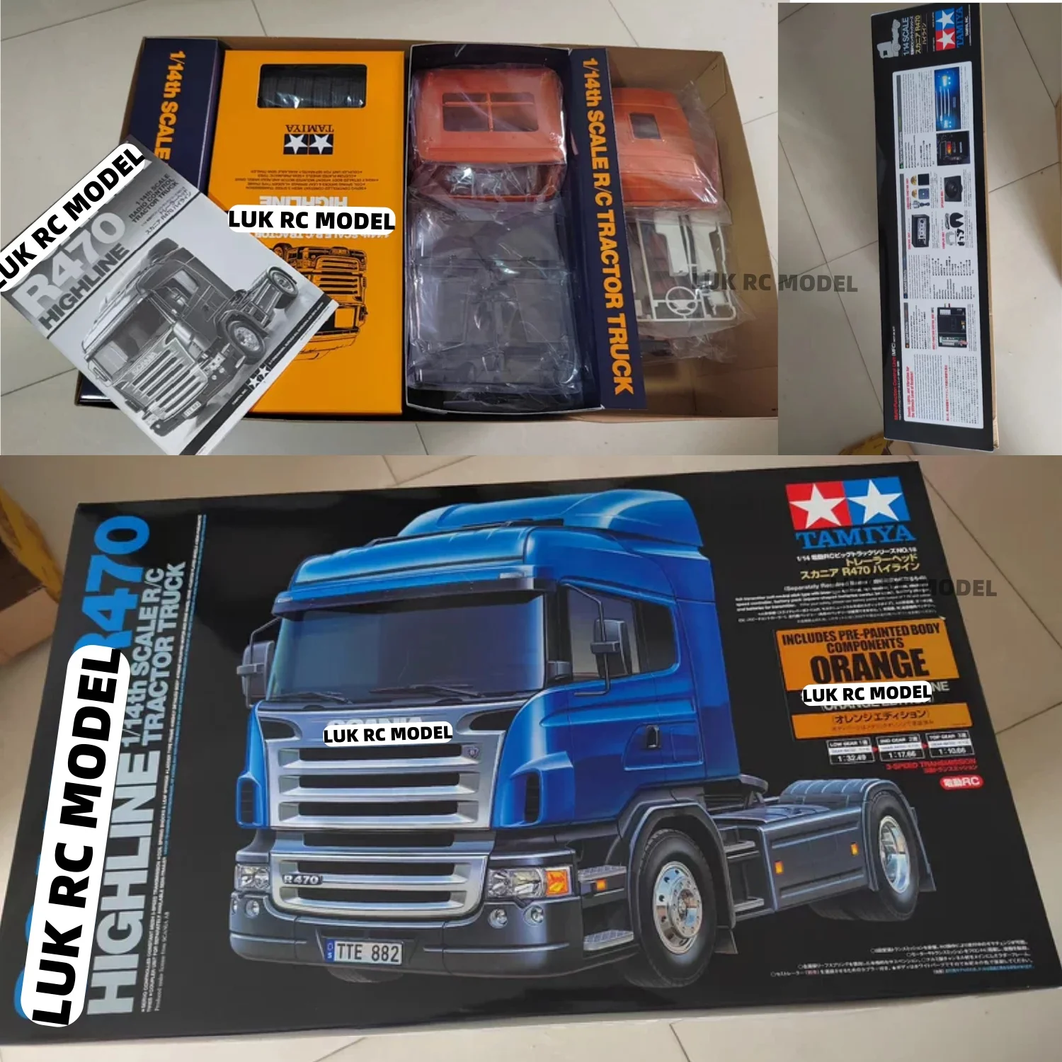 

Неокрашенный TAMIYA 1/14 R470 оранжевый 56338, радиоуправляемый тягач, модель 540, трехскоростной двигатель, коробка передач, детали для самостоятельного изготовления, подарки для мальчиков