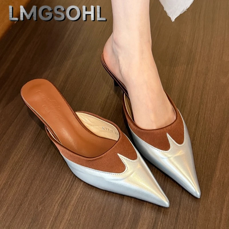 

Pointed Toe High Heels Women Slippers Sexy Mules Shoes Summer New Sandals 2025 Dress Party Woman Pumps Brand Flip Flops Zapatos