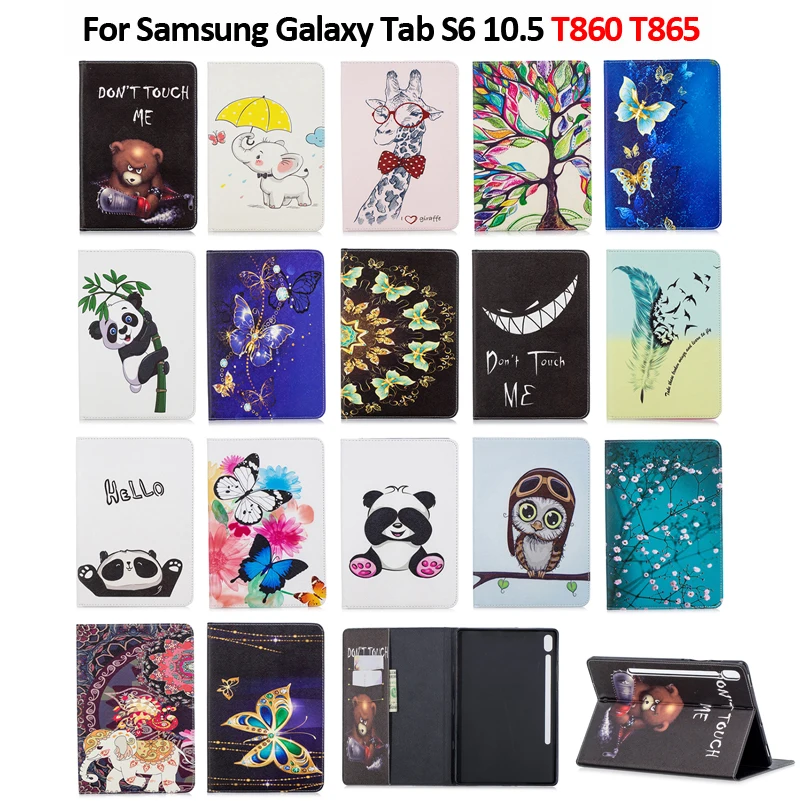 

Case for Samsung Galaxy Tab S6 10.5 SM-T860 SM-T865 2019 Smart Painted Leather Stand Cover For Galaxy Tab S6 Case Funda Coque