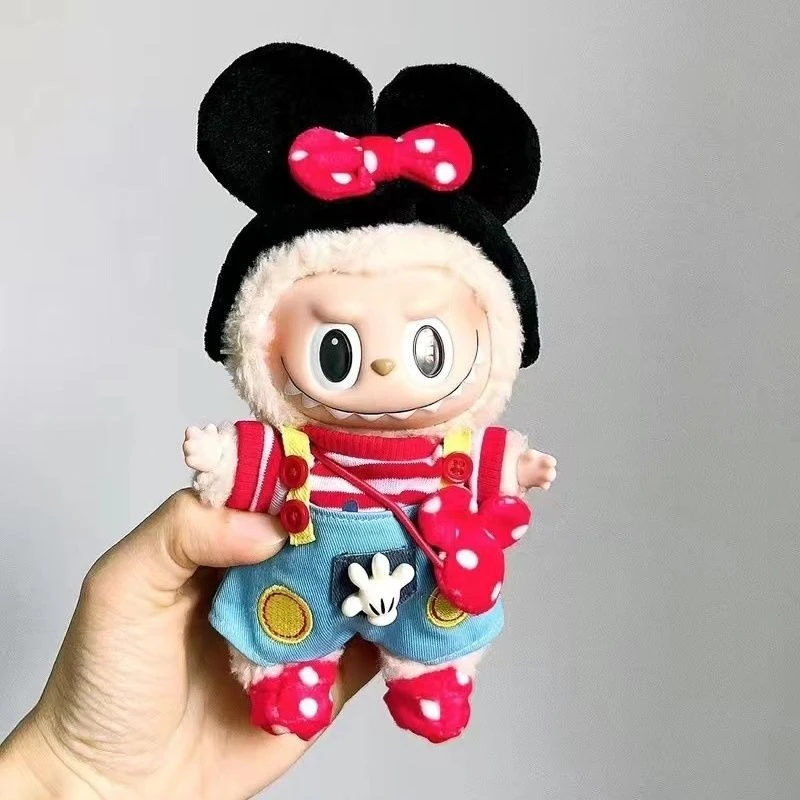 

2025 for Labubu Minnie Mouse Clothes Cute Vinyl Doll 17cm V1 V3 DIY Cartoon Clothes Accessories Toy Gifts Decoration Pendant Set