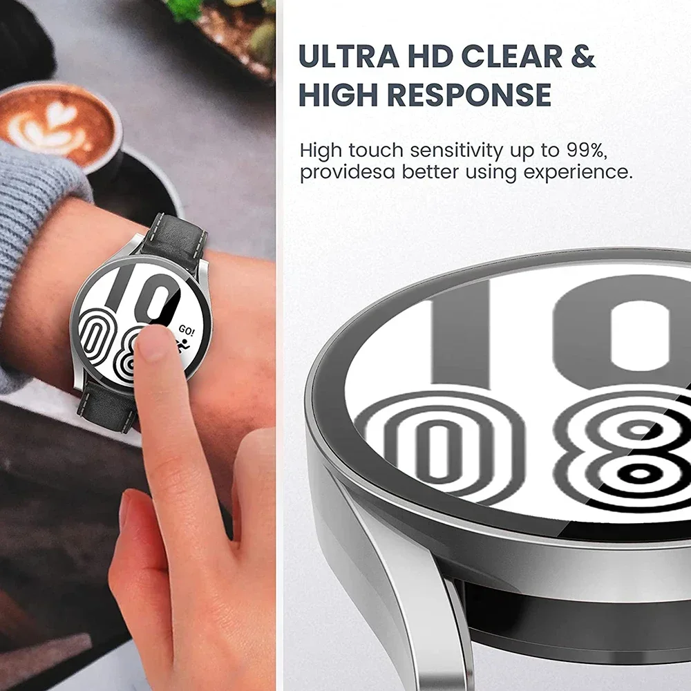 Закаленное стекло + чехол из ПК для Samsung Galaxy Watch 4, 5, 6, 44 мм, 40 мм, защитный чехол-бампер с все покрытием, аксессуары для Galaxy Watch4 5