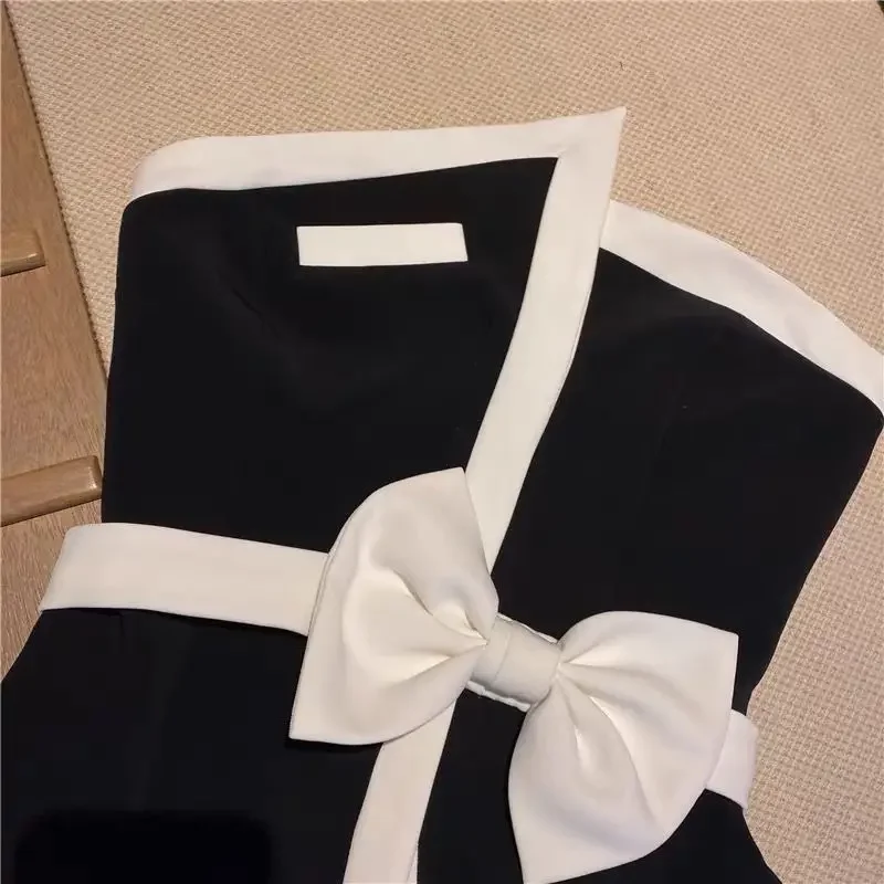 Women Clothing Bow Slim Fit Korean Vest Sexy Backless Irregular Tanks Ropa Mujer Fashion Ruffles Temperament Camis Black