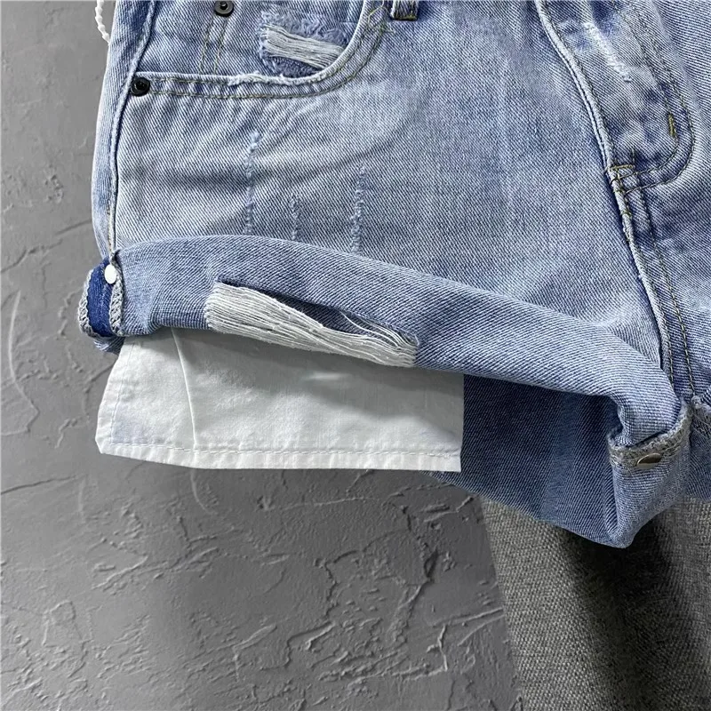 Light Blue Low-waisted Denim Shorts Female 2025 Summer New Ultra-short Hot Pants Jeans Shorts Feminino