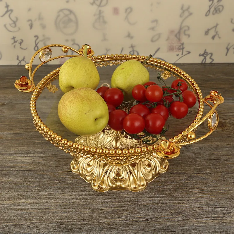

LMM metal glass fruit plate household creative living room coffee table bucket basin