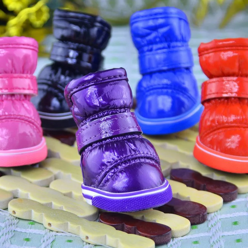 4 Teile/sätze Winter Hund Wasserdichte Regen Schuhe Für Kleine Hunde Warme Fleece Welpen Haustier Schuhe Hund Schnee Stiefel Chihuahua Yorkie Teddy Sho – Detail 7