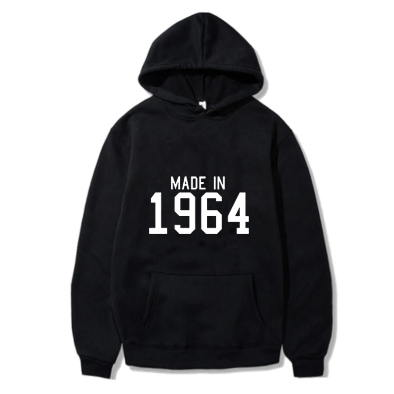 Made in 1964 Autumn and Winter European and American Street Style for Men's and Women's,1964 Letter Hooded Round Neck Sweatshirt