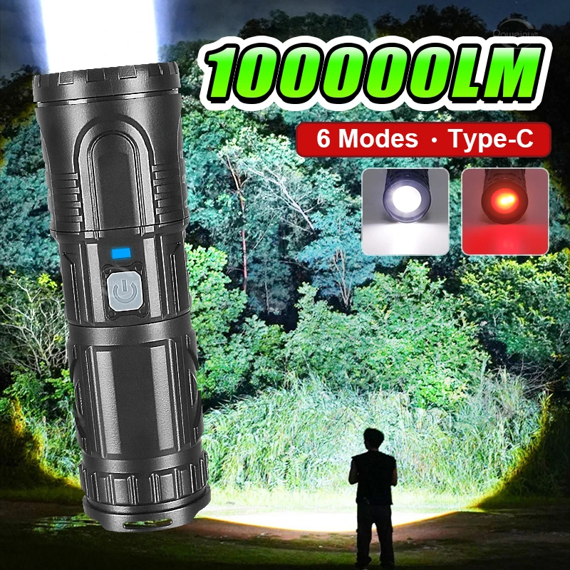 

High Power LED Flashlight Portable Rechargeable LED Light Super Bright Tactical Light Multifunctional COB Torch Camping Lantern