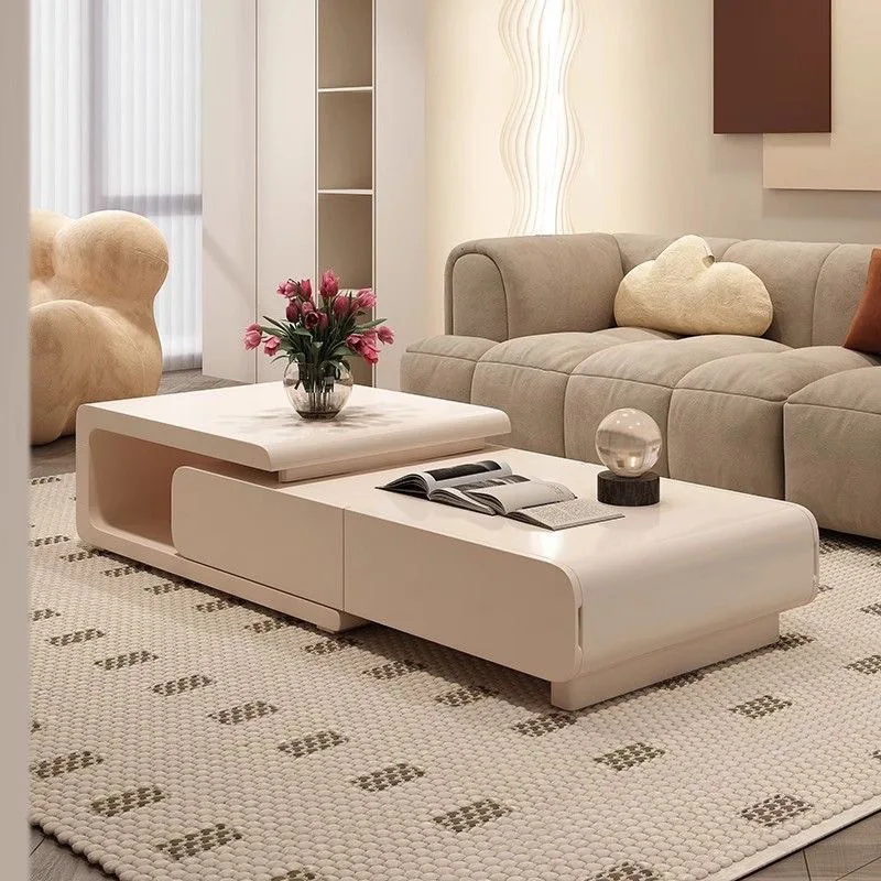 Cream Telescopic Combination Coffee Table Living Room Modern High-end Simple Home Use