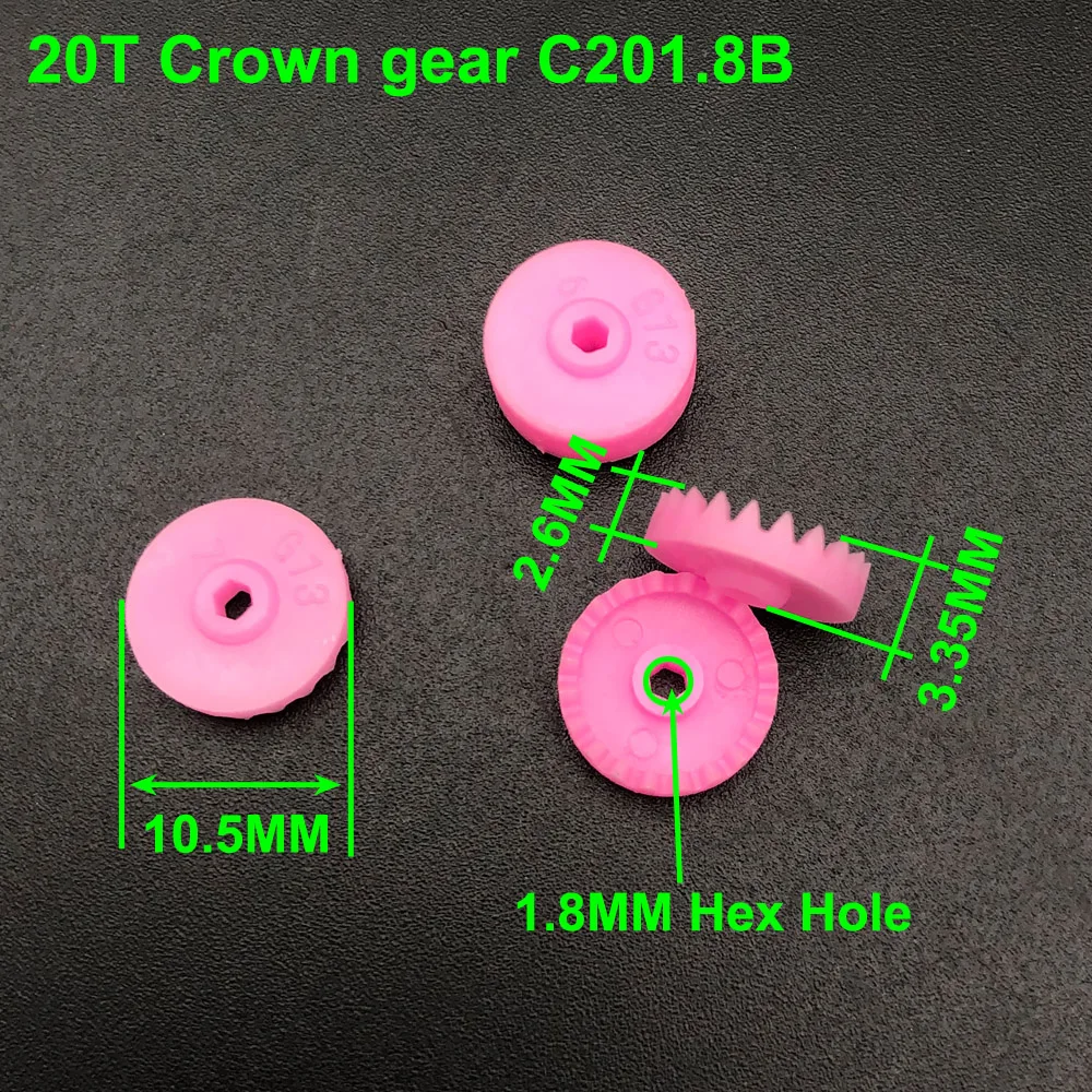 10/20/50/100Pcs 0.5M 20T Plastic Crown Gear 0.5 Modulus 20 Teeth Hex Hole Aperture 1.8MM Loose Reduction Gears C201.8B OD 10.6MM