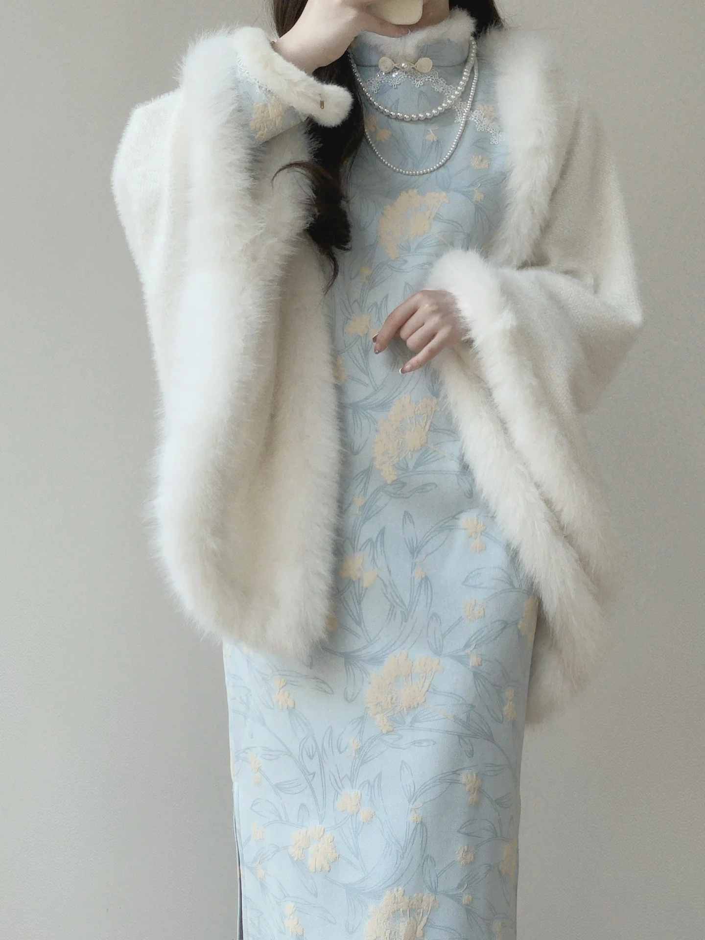 

Ting Yue Ling New 2026 Chinese Sle Fce Lined Autumn Winter Slim Fit Waist Cinched Girl awl Long Sve Dr