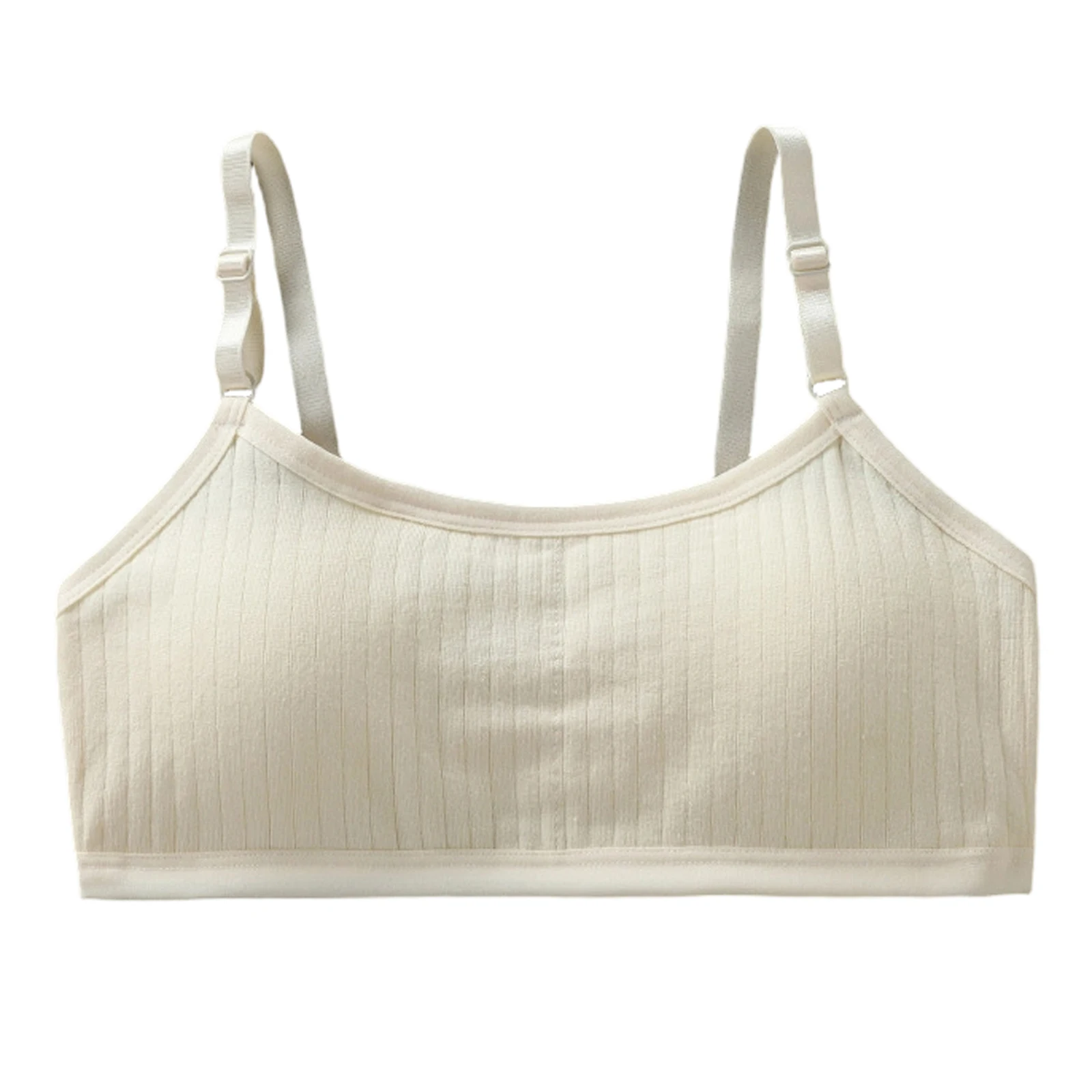 

Бюстгальтер-топ для девочек-подростков с фиксированными чашками, регулируемыми бретелями, из рубчатого трикотажа, без косточек, мягкий, однотонный, для тренировок