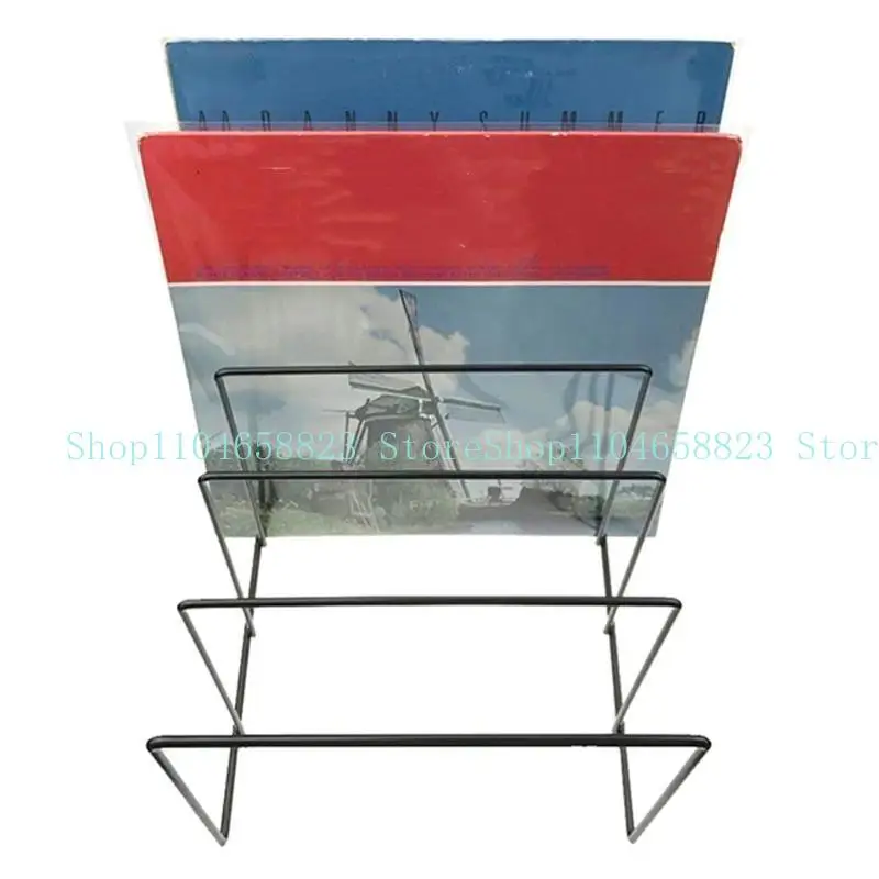 652F تخزين الحديد المعدني ل Record Rack Book Magzine Holder Desk Record Shelforgan