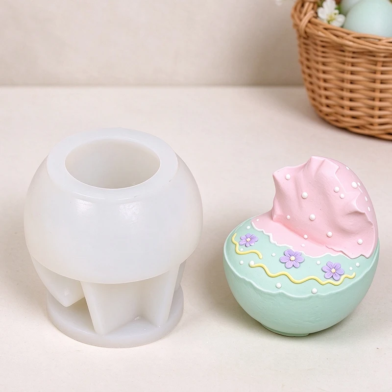 3D Easter Broken Egg Silicone Mold DIY Candle Aromatherapy Soap Plaster Craft Ornament Resin Mould Home Decor