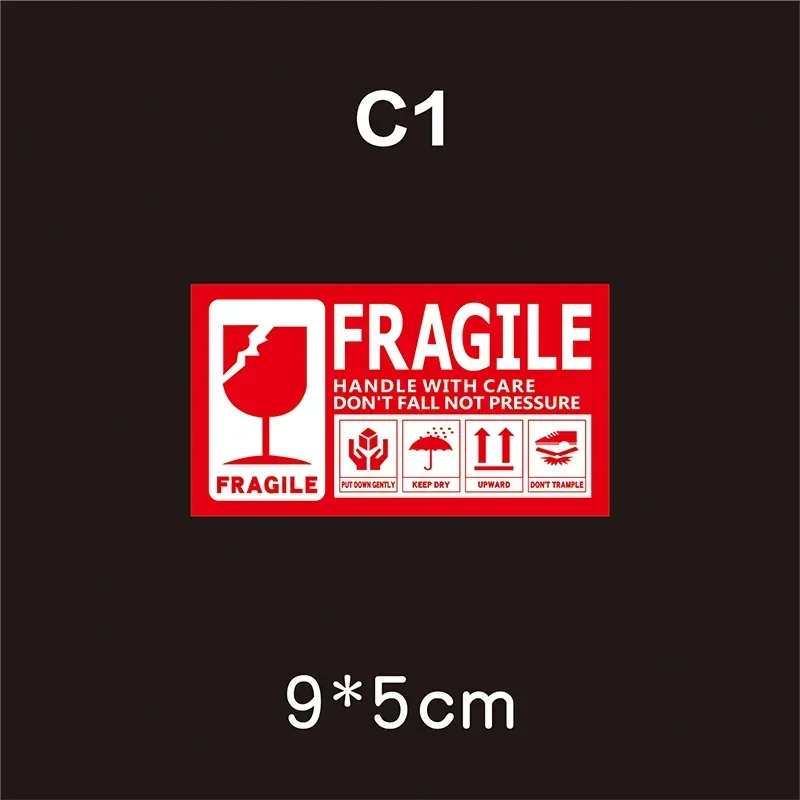 1000 Stickers 5x9cm English FRAGILE HANDLE WITH CARE Express Logistics Transport Outer Packaging Autohesion Label Paper