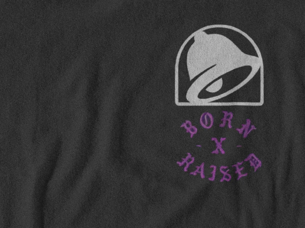 Taco Bell Born X Raised Logo, 2 Sided, Vintage Graphic 100% Cotton Shirt 102852