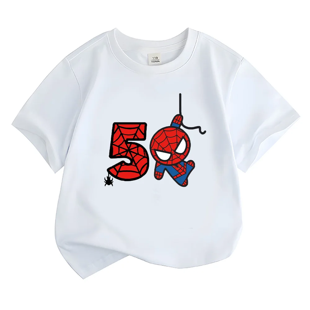 Spidey and His Amazing Friends Tshirts Spidey Baby Funny Number 2-9 Tshirt Comfortable Breathable Top Summer Children Cotton Tee