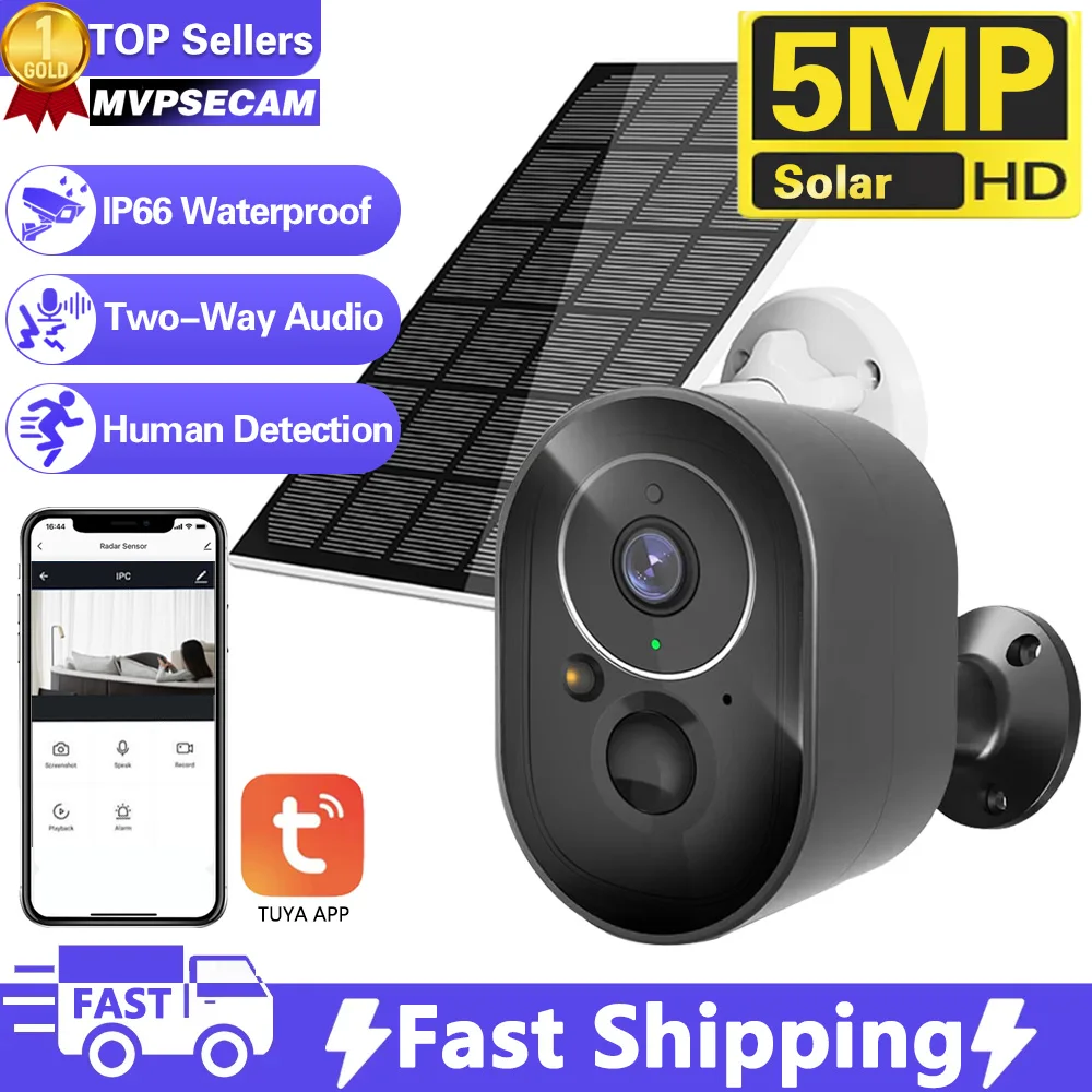 

Security Cameras Wireless Outdoor, 5MP Battery Powered WiFi Camera AI Motion Siren Spotlight, Night Vision, Works With Tuya APP