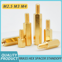 Hex Brass Male Female Motherboard Standoff Mount M2.5 M3 M4 Thread 6mm Board Rack Stud Threaded Pillar PCB Column Spacer Screw