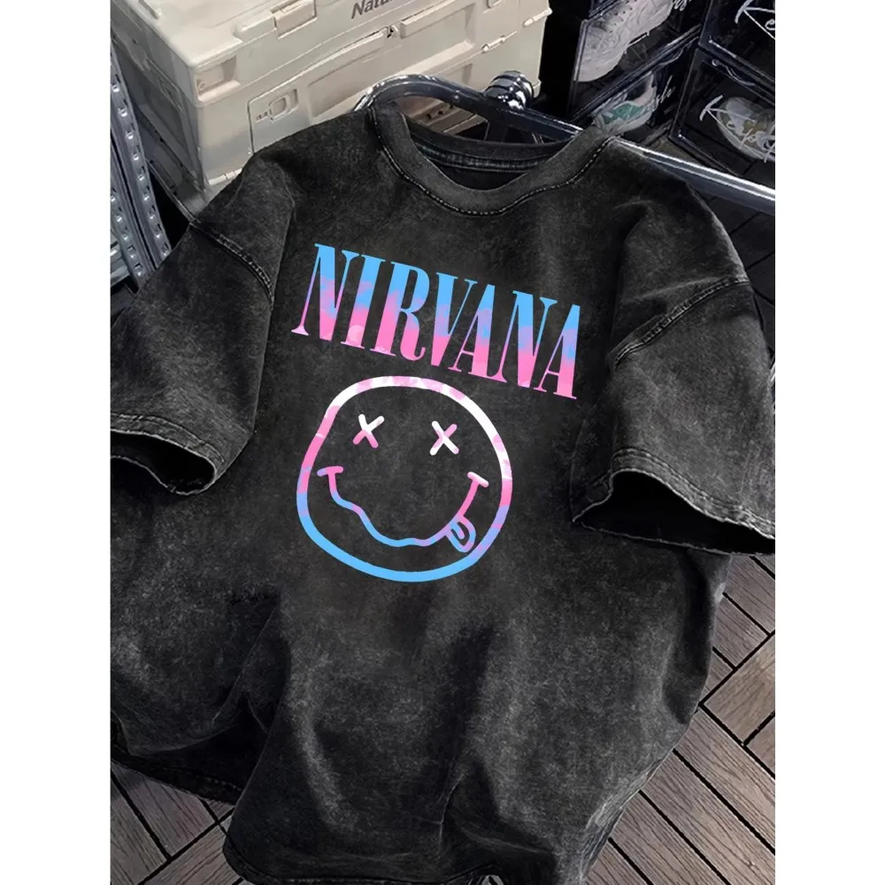 Nirvana Rock Band T Shirt Unisex Men Women Cotton Graphic Printed Short Sleeve Round Neck Grunge Vintage Tee Retro 2026 Hot Sale