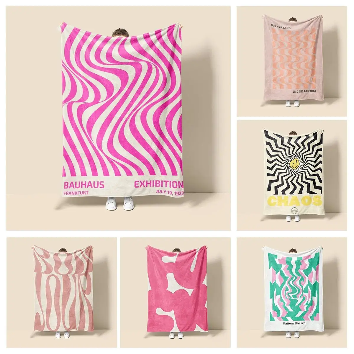 The Latest Morandi Solid-color Blanket Featuring Abstract Plant Graffiti Design, Nordic Minimalist Sofa Blanket