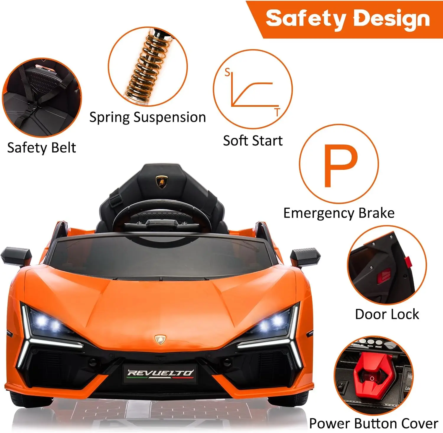 Carro de passeio de 12V para crianças, veículo elétrico, carro esportivo alimentado por bateria, brinquedo com Bluetooth, USB, música, controle remoto, farol