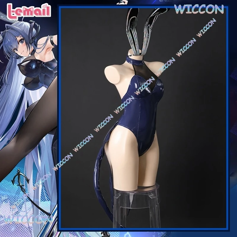 

USS New Jersey Cosplay Rabbit Girl Sexy Bodysuit Pu Leather Suit Tail Headwear Game Azur Lane Cosplay Women Halloween Party Cos