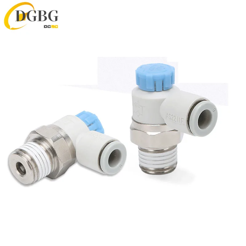 Elbow fittings AS1211F AS2211F AS3211F Flow control valve Regulator valve pneumatic fittings speed regulator S-AS1211F-M5-04A