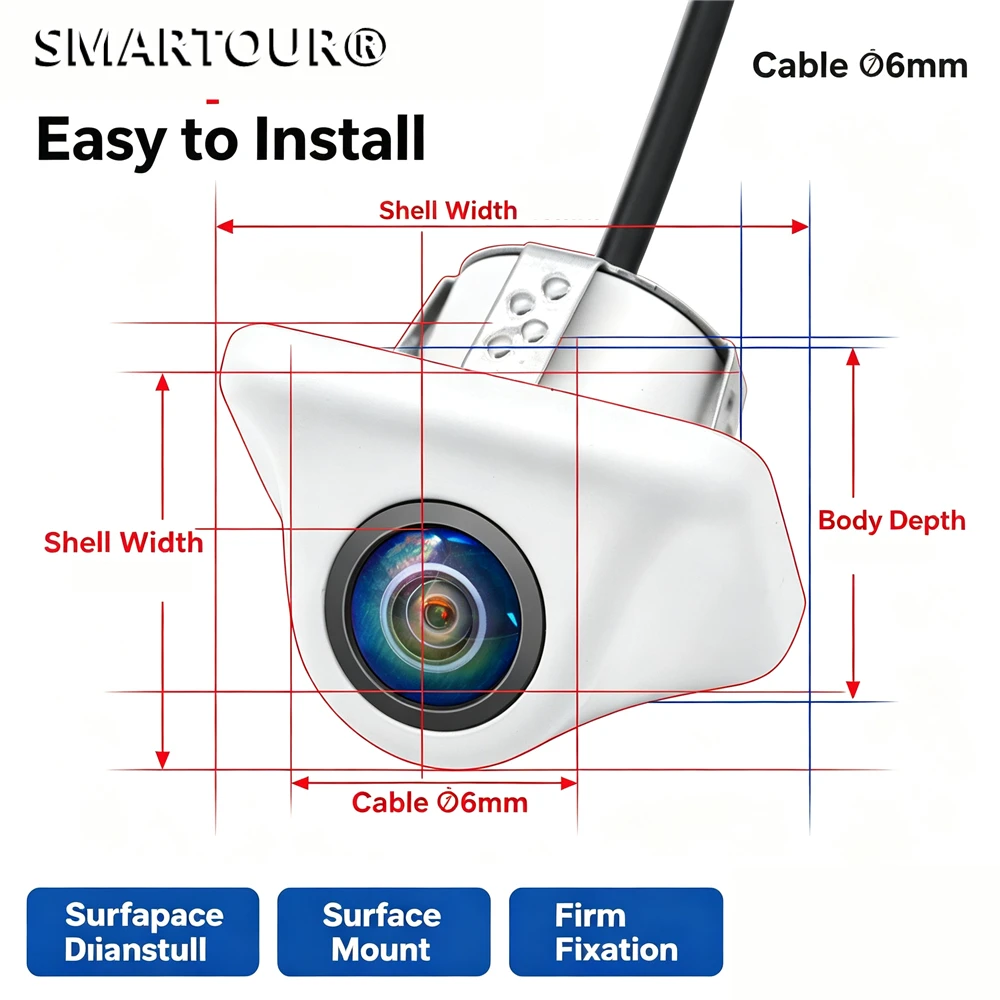 AHD 1080P Starlight Night Vision Car Backup Camera 180° Fisheye IP68 Waterproof Switchable CVBS Parking Line Rearview Camera