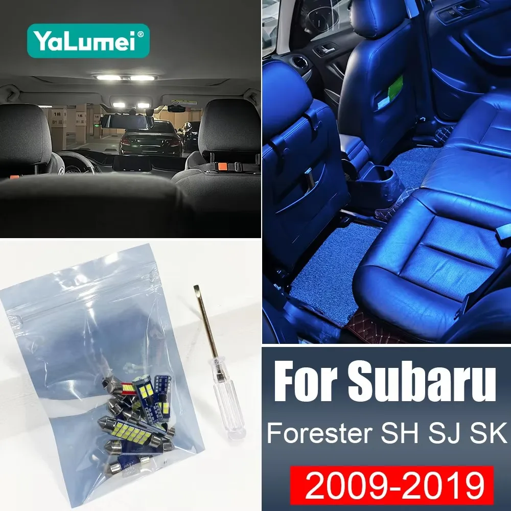 For Subaru Forester SH SJ SK 2009-2017 2018 2019 10PCS Car LED Bulbs Interior Map Reading Lamps Door Trunk Lights Accessories