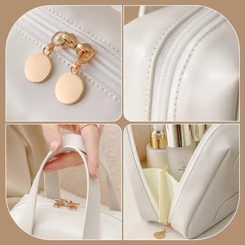 Borsa per cosmetici di grande capacità Borsa da viaggio portatile da donna Borsa da viaggio per trucco in pelle PU impermeabile femminile Hangbag