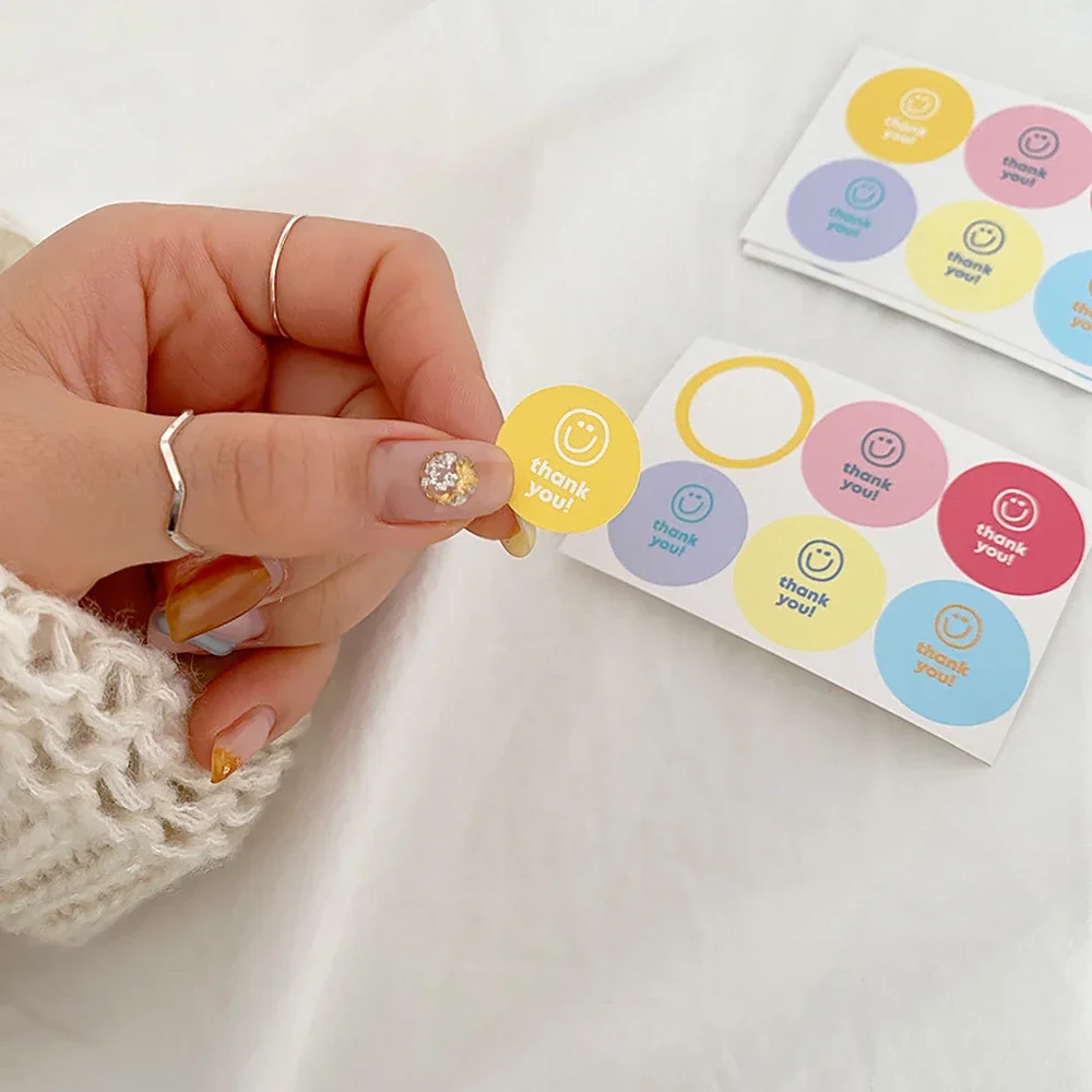 60Pcs Colorful Thank You Stickers DIY Party Gift Cookies Cake Packaging Decoration Labels Sticker Stationery