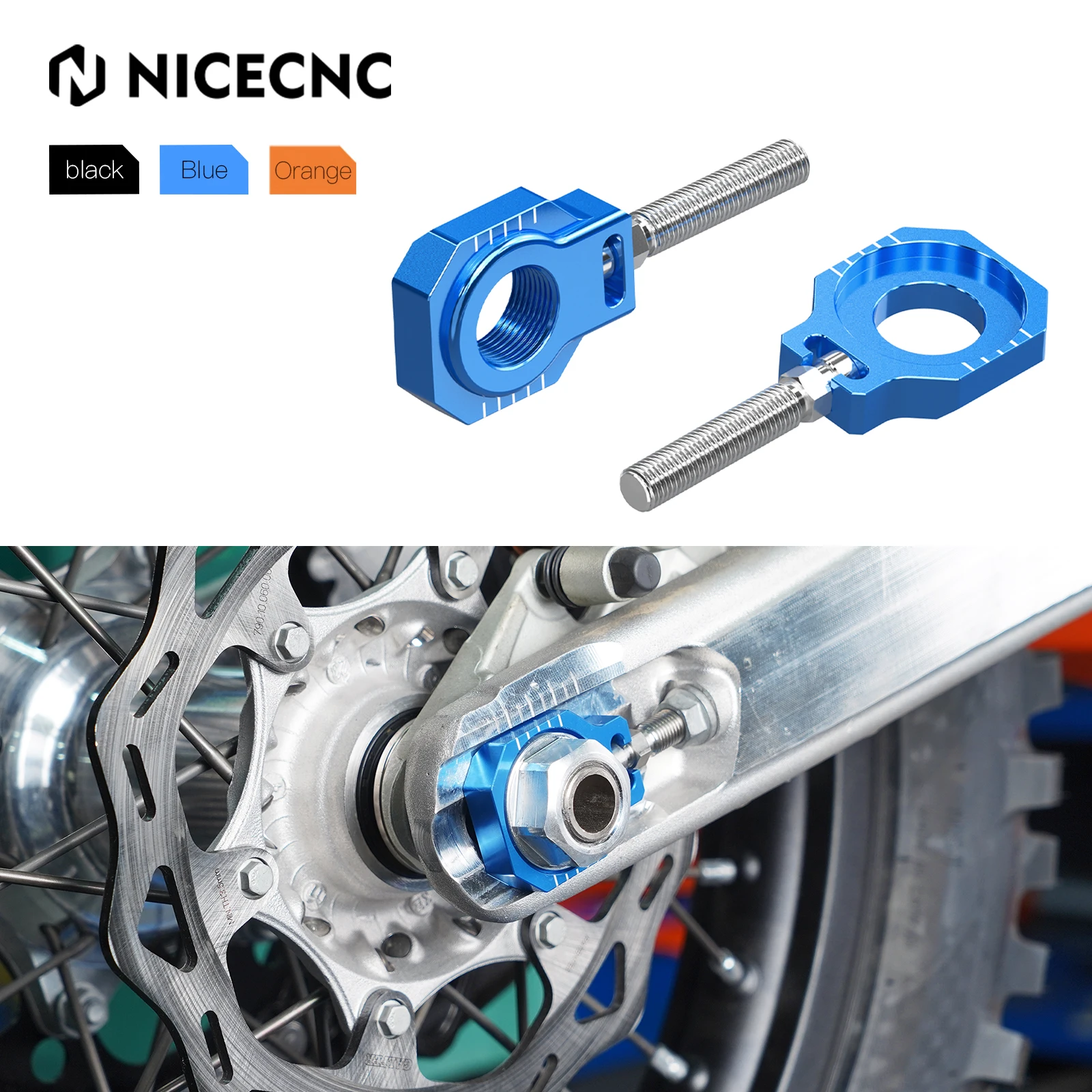 NICECNC For 2024 Husqvarna TE 300 TE FE 501 FE 450 350 250 150 TE Rear Chain Adjuster Axle Block FC FX 450 TC 125 TX 250 2023